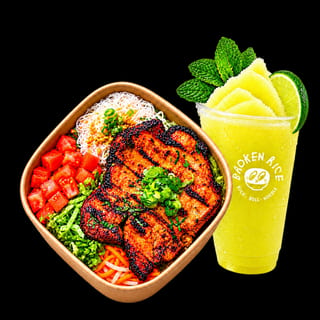 Porkchop Rice with Minty Lemonade